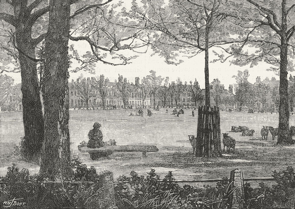 RICHMOND UPON THAMES. Richmond Green 1888 old antique vintage print picture